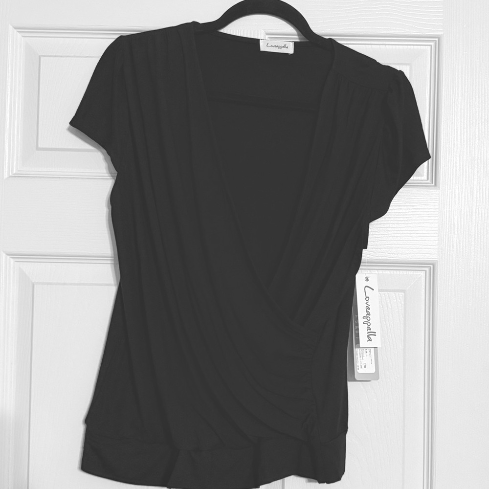 Loveappella Elegant Black Drape Blouse